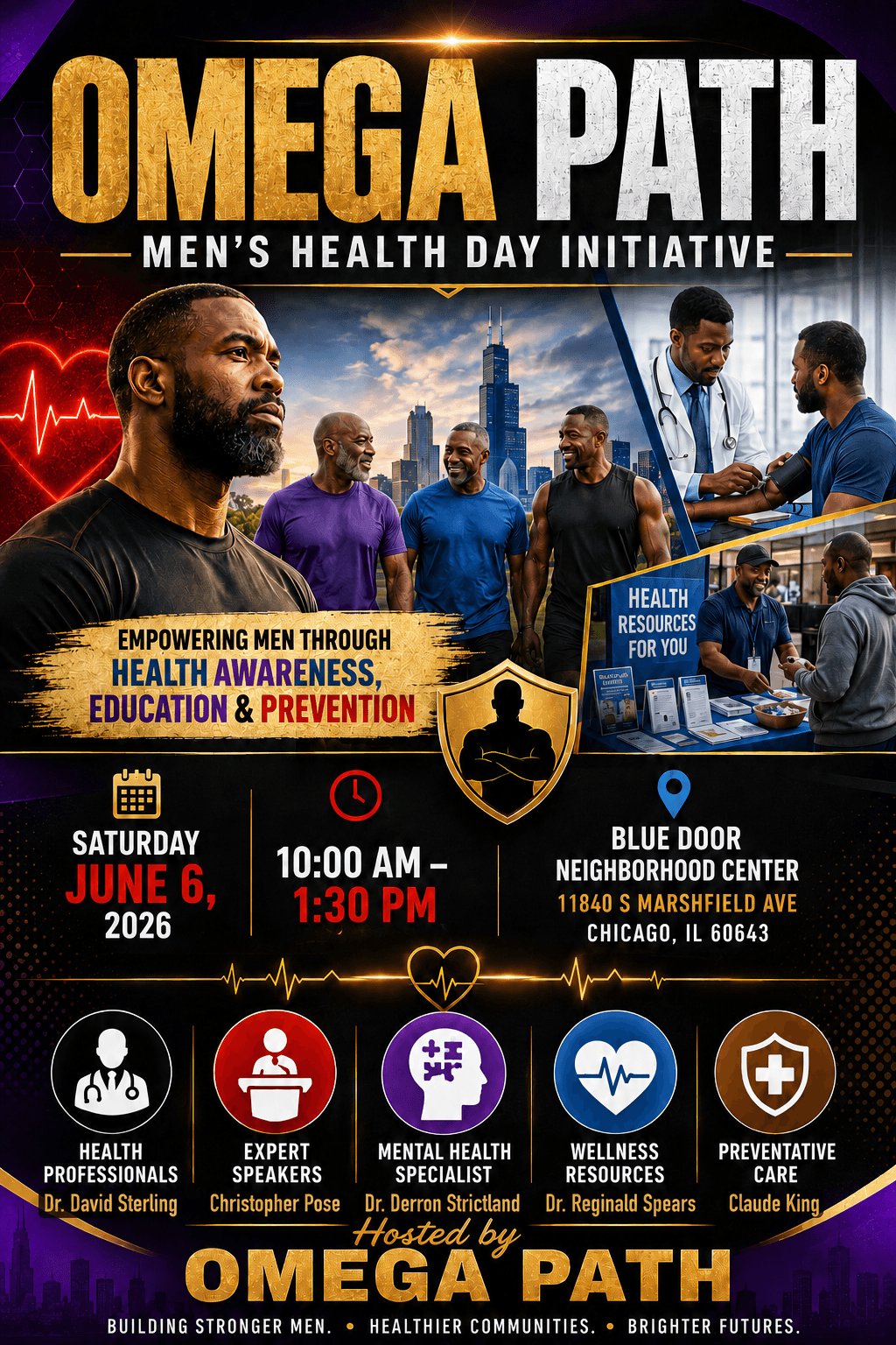 Omega Path — Men's Health Day Initiative flyer