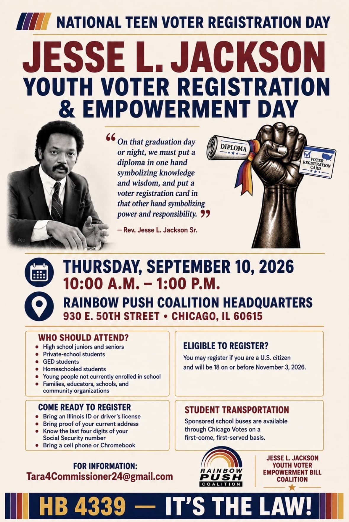 Rev. Jesse L. Jackson, Sr. Youth Voter Registration & Empowerment Day flyer