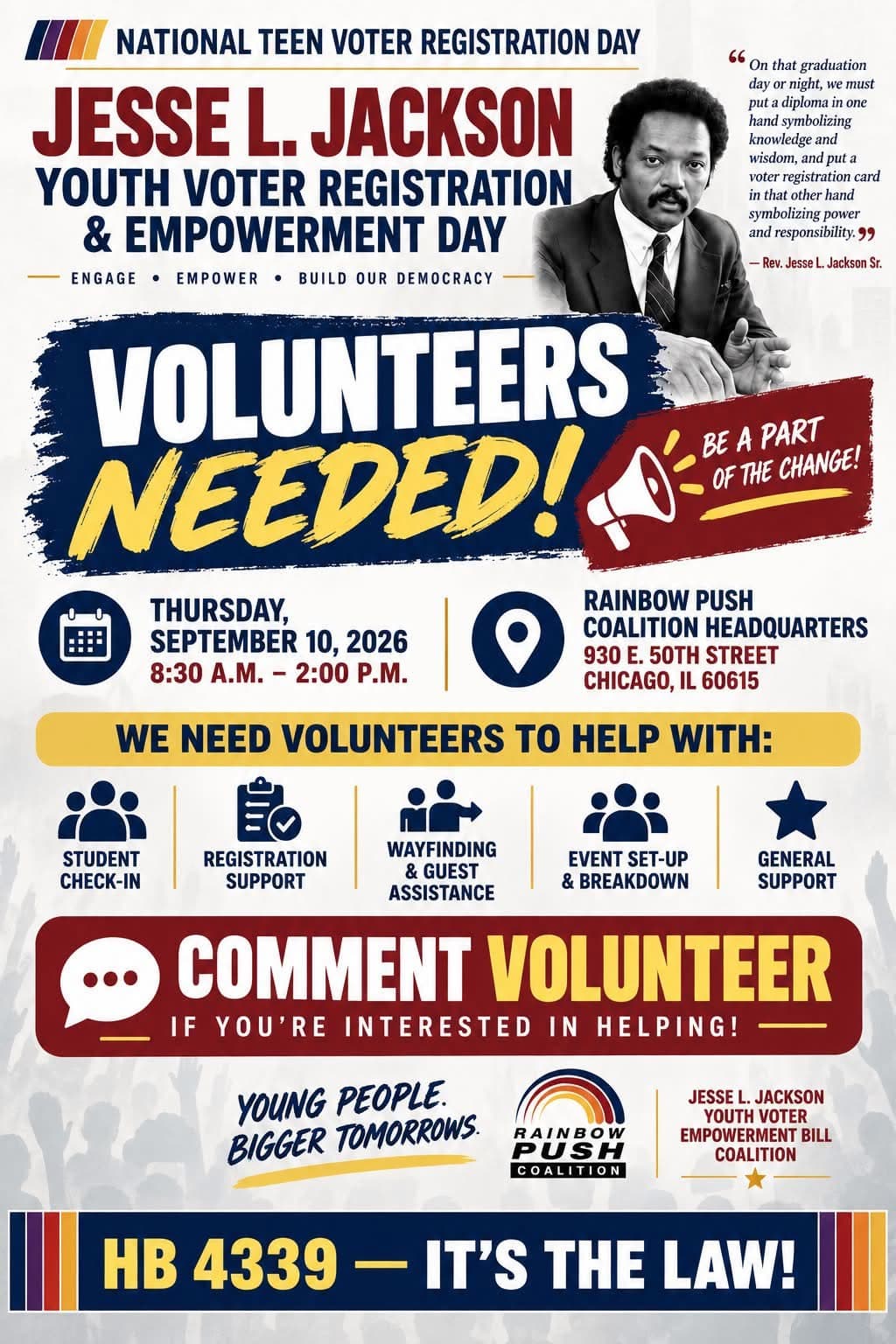 Rev. Jesse L. Jackson, Sr. Youth Voter Registration & Empowerment Day flyer — program